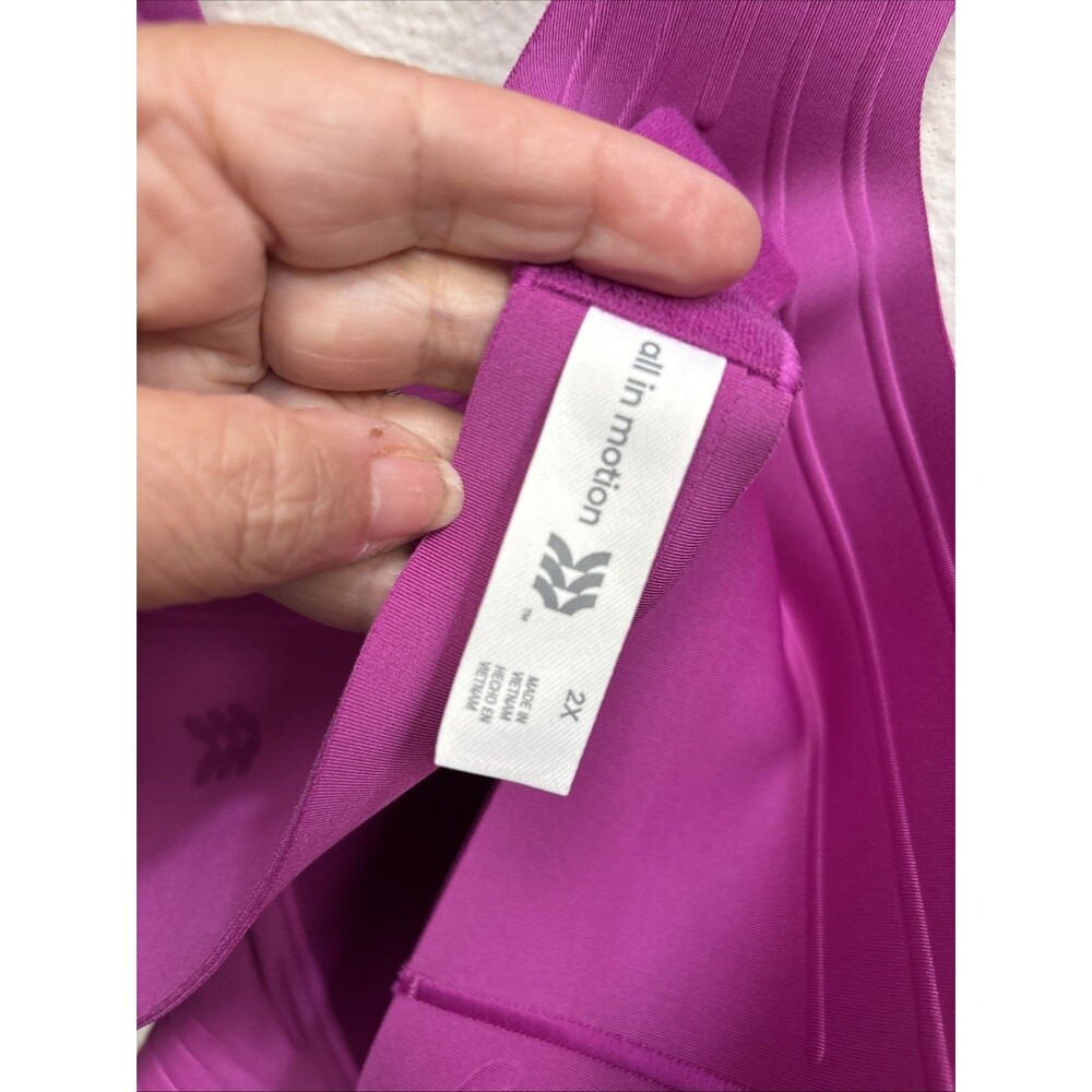 All In Motion Women High Support Embossed Racerback Sports Bra 2X New Purple - Picture 7 of 10